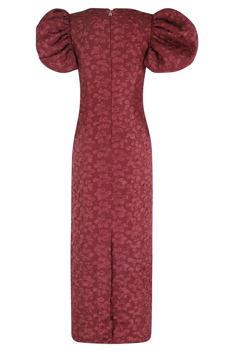 Rotate Jacquard Midi Puffy Dress