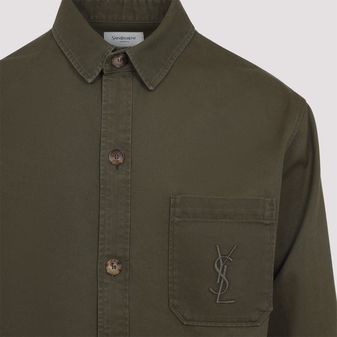 Saint Laurent Solferino Green Cotton Overshirt