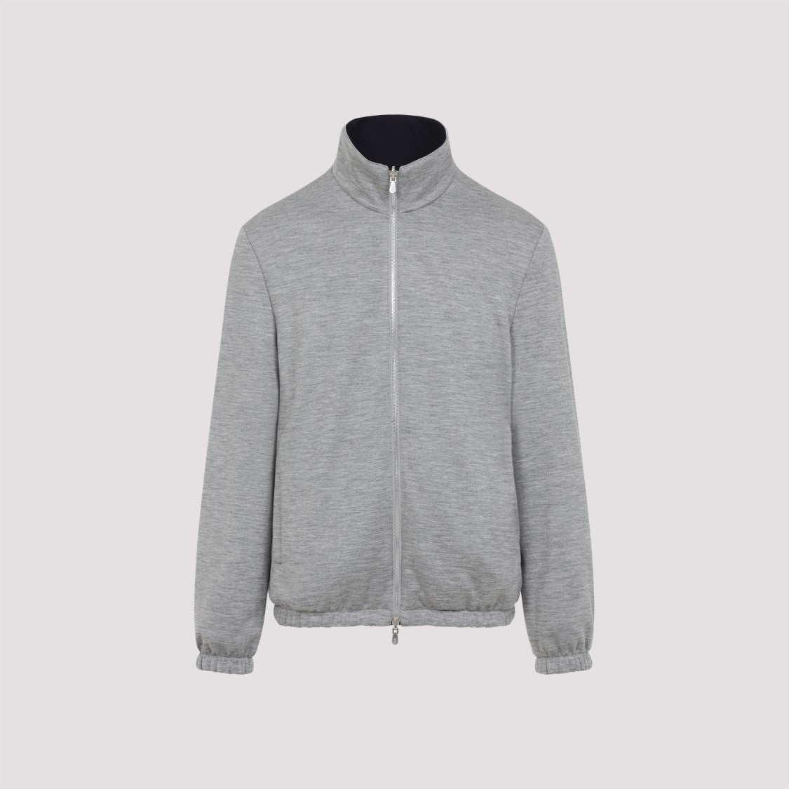 Brunello Cucinelli Navy Jacket With High Collar