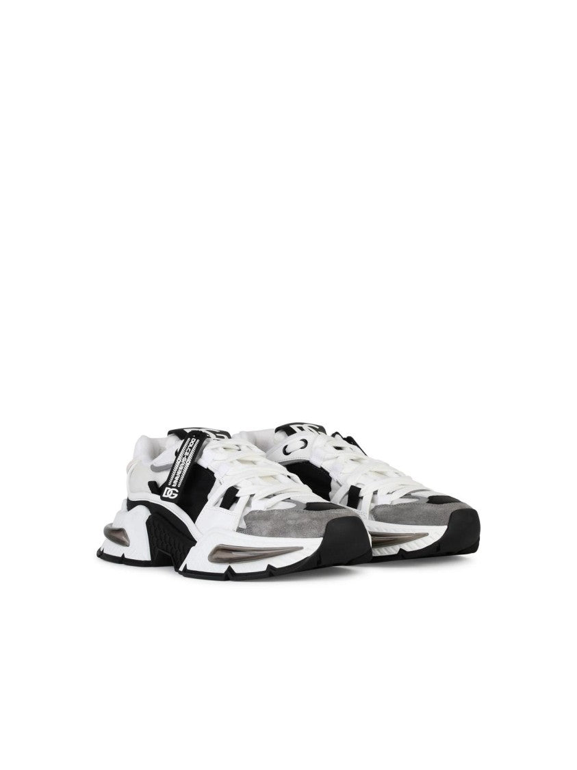 Dolce & Gabbana Airmaster Gray/Black Leather Blend Sneakers