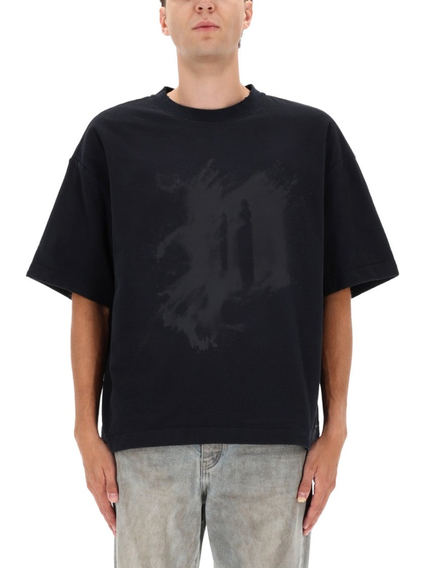 Purple Brand Loose-Fit Black T-Shirt With Glossy Abstract Design