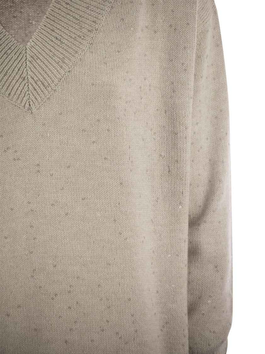 Brunello Cucinelli Cashmere And Silk Sweater With Micro Sequins