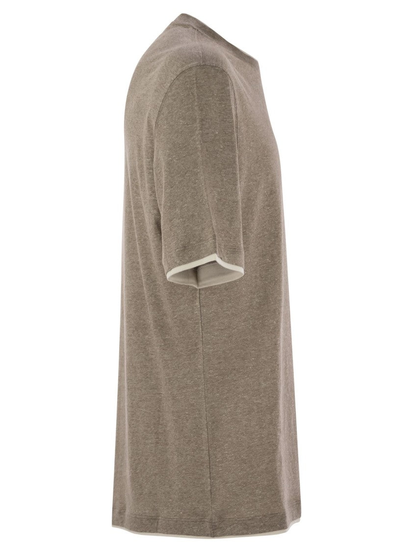 Brunello Cucinelli Crew-Neck T-Shirt In Linen