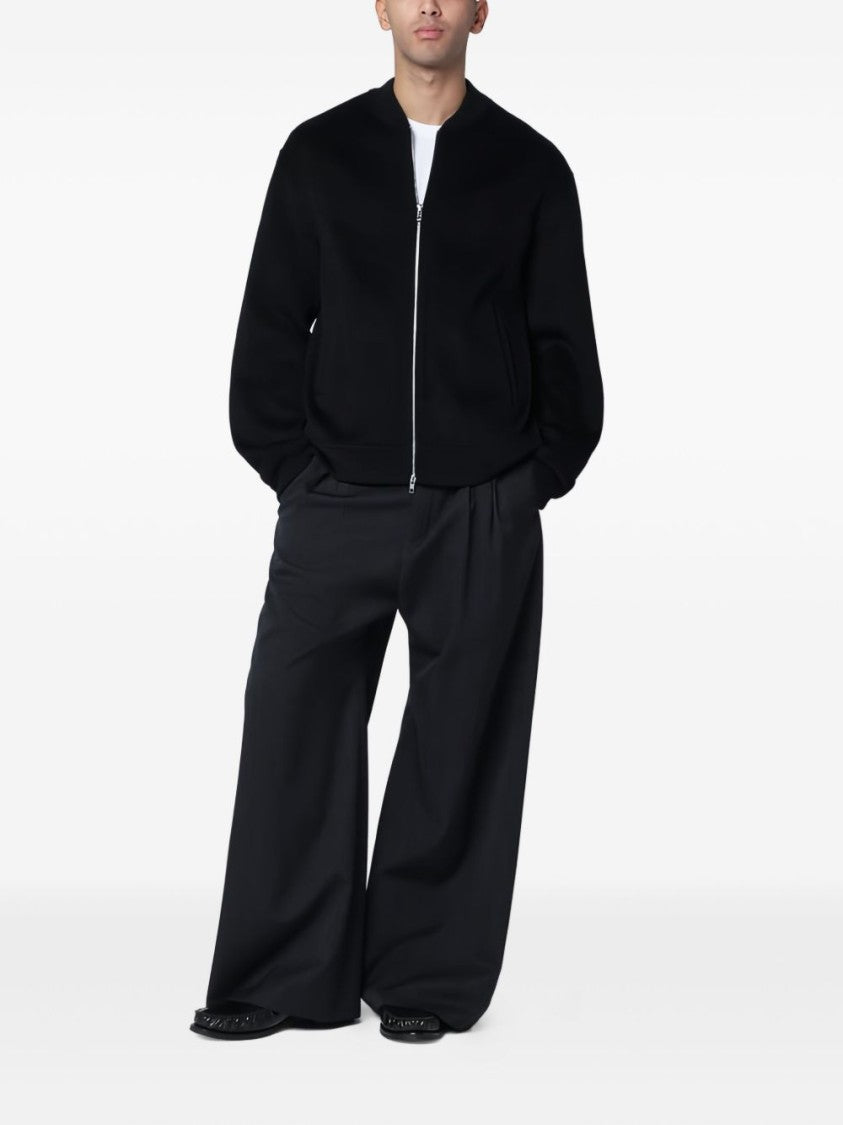 Soft Goat Zip-Up Bomber Jacket