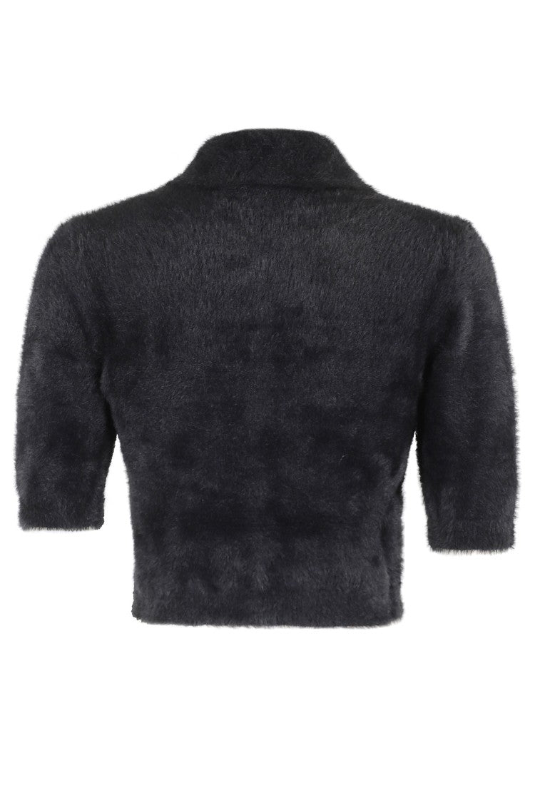 Elisabetta Franchi Tricot Sweater With Classic Collar And Gold-Tone Buttons