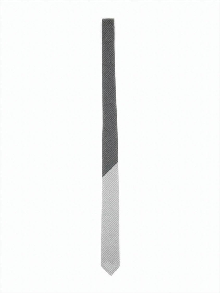 Thom Browne Two-Tone Textured Striping Slim Tie
