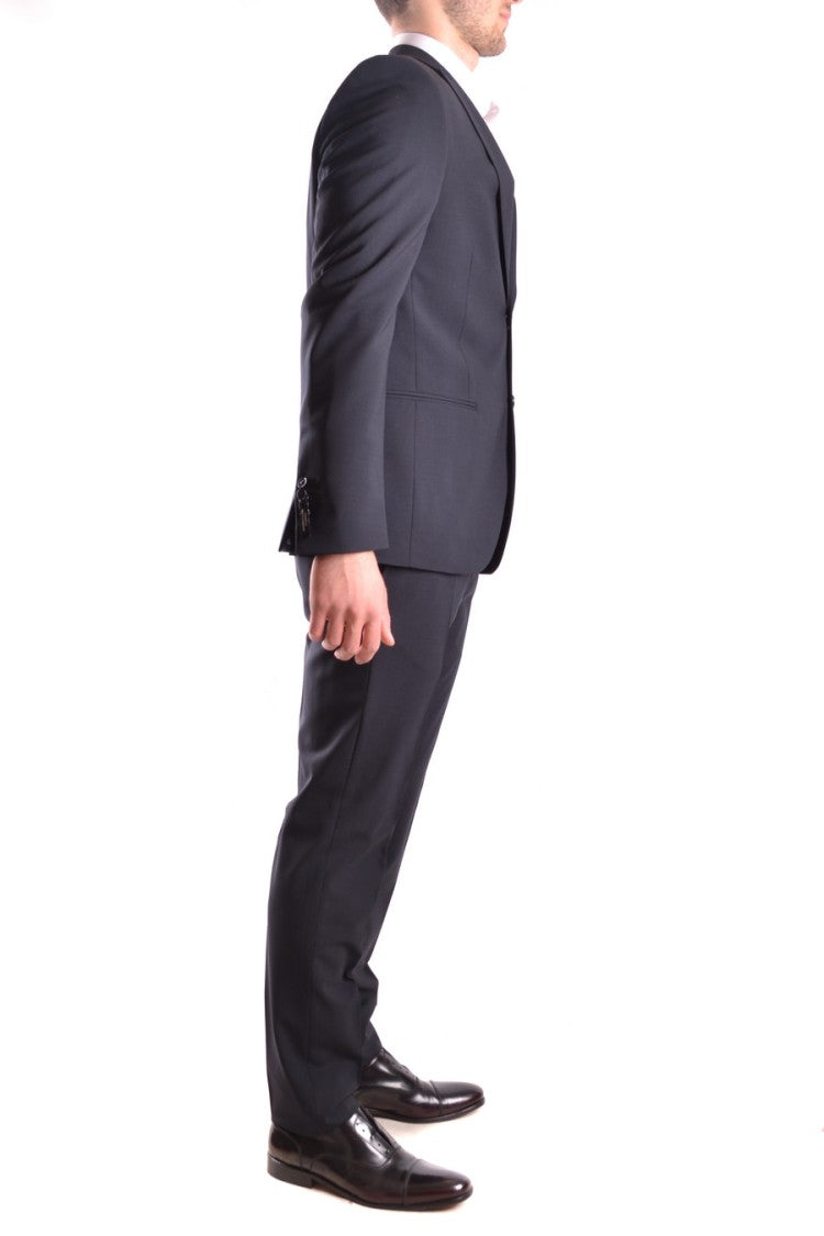 Daniele Alessandrini Tailored Dark Blue Jacket With Notch Lapels
