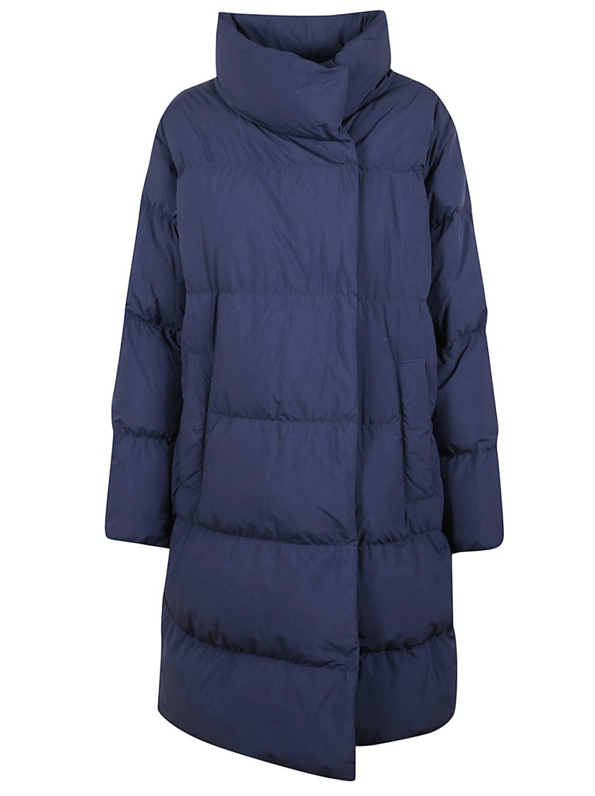 Max Mara Padded Blue Nylon Down Jacket With Flap Pockets