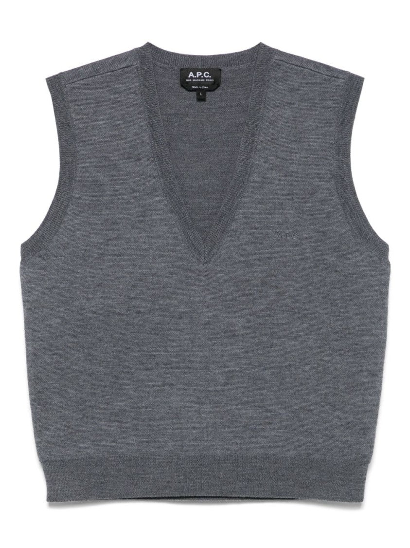 A.P.C. Sleeveless Gilet With Plunging V-Neck