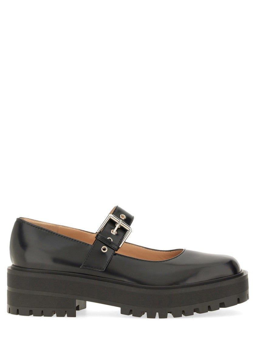 Gianvito Rossi Rounded Toe Leather Sandals