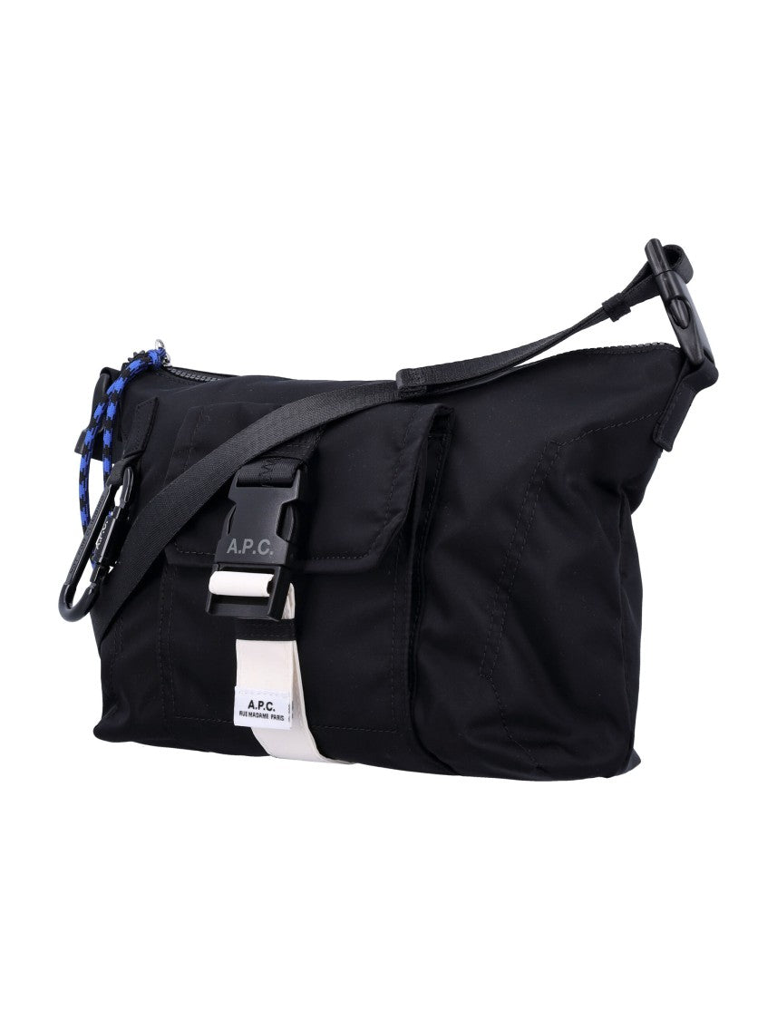 A.P.C. Rectangular Black Fabric Crossbody Bag