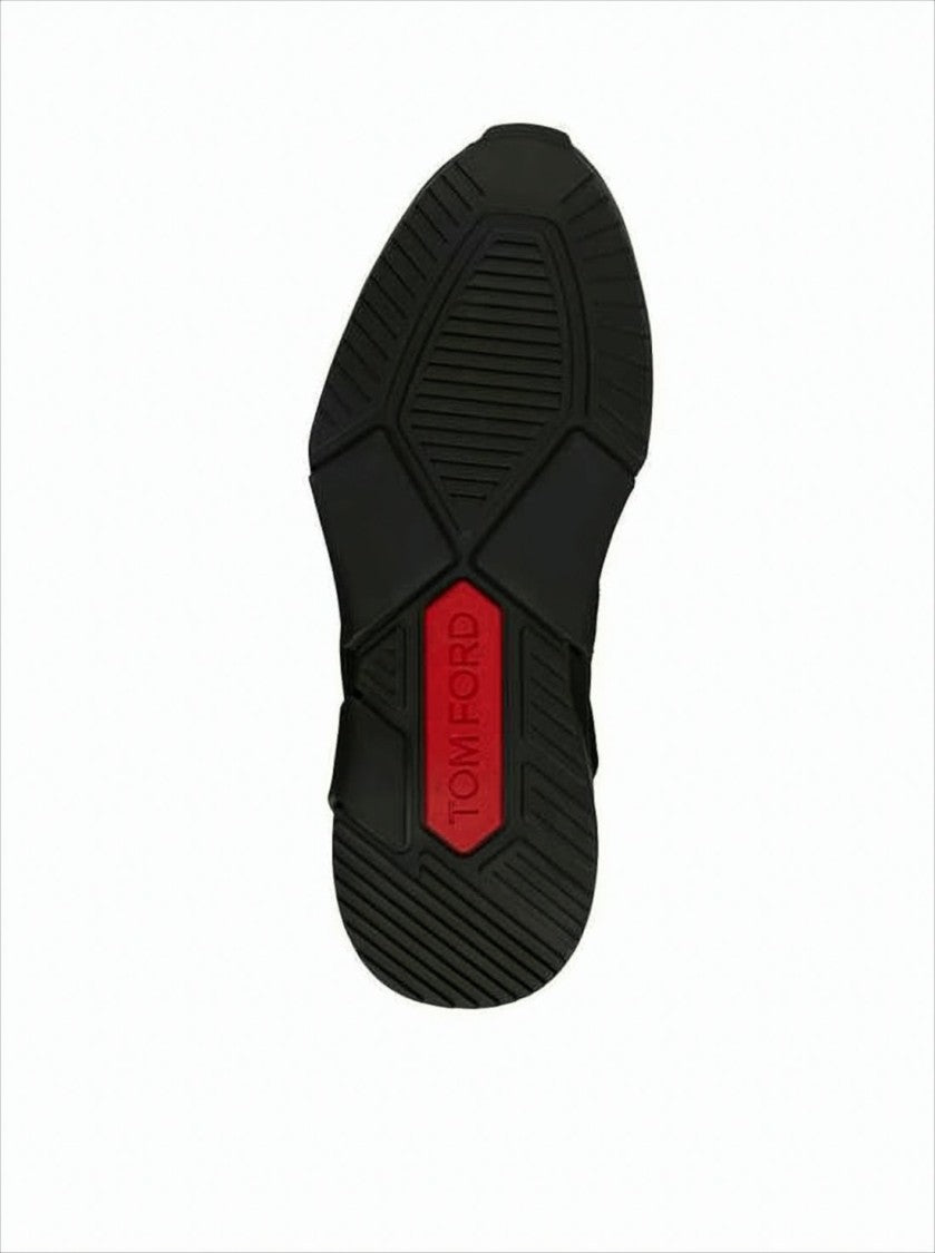 Tom Ford Textured Black Calf Leather Sneakers With Modern Silhouette