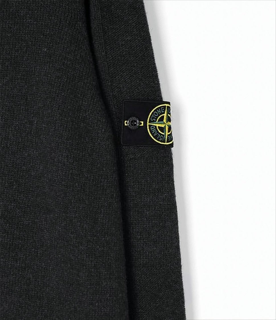 Stone Island Charcoal Grey Turtleneck Sweater With Half-Zip Closure