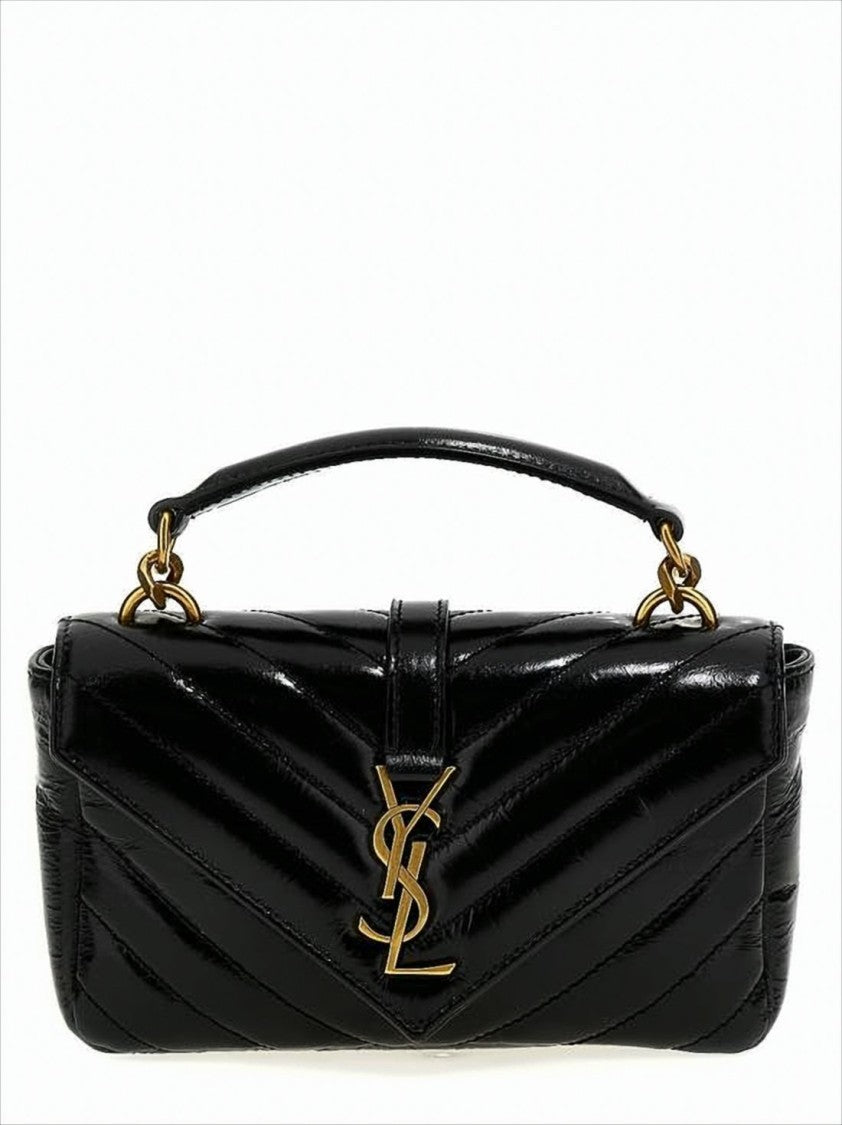 Saint Laurent Lambskin Tote Bag With Quilted Chevron Pattern