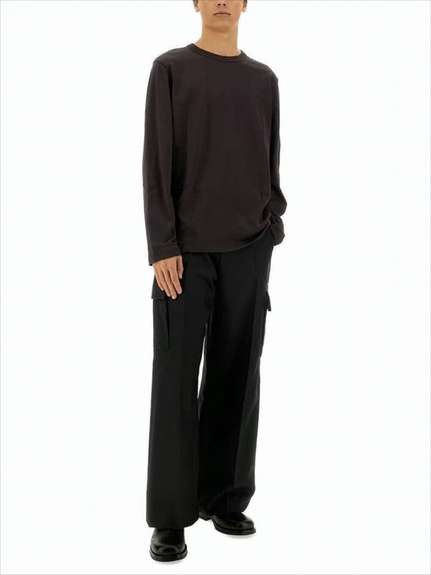 Helmut Lang Relaxed Fit Long-Sleeve Crew Neck T-Shirt With Tonal Logo