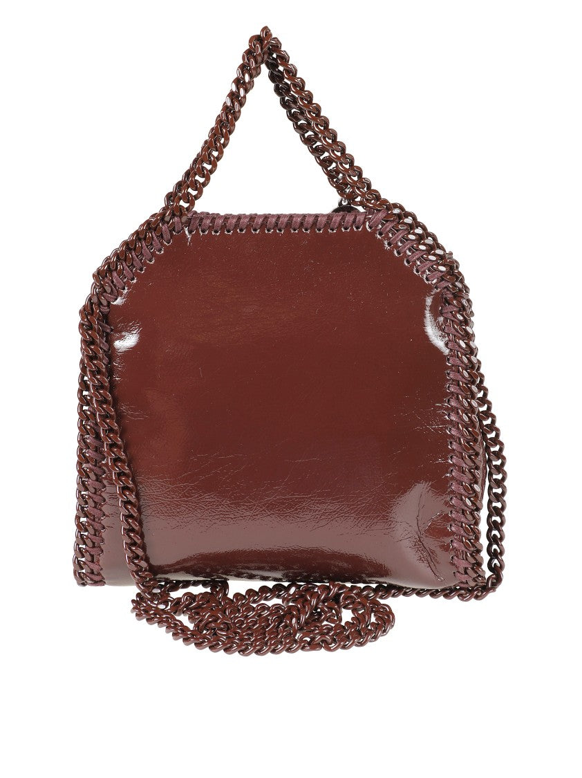 Stella Mccartney Brown Structured Handbag With Chain Trim