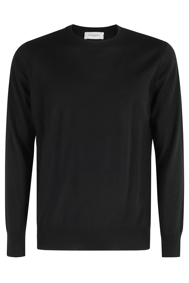 Paolo Pecora Long-Sleeve Crewneck Sweater In Luxurious Virgin Wool