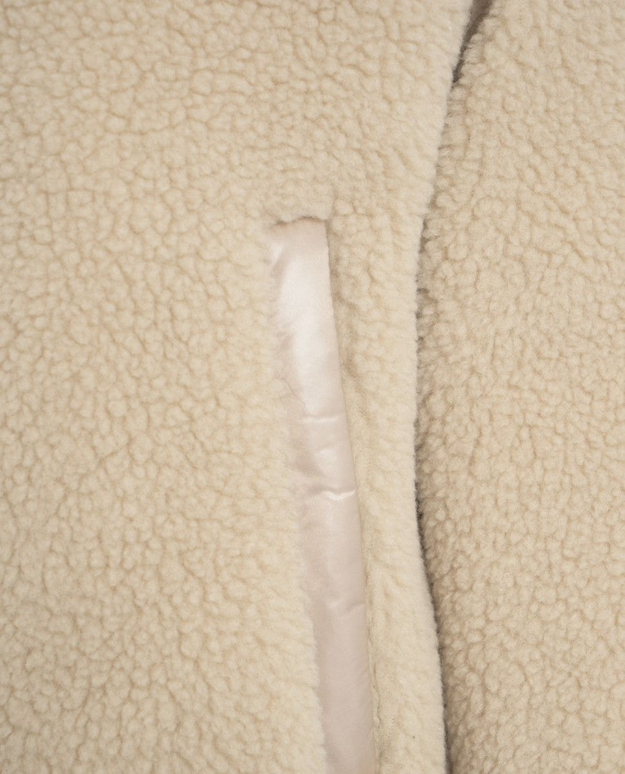 Herno Beige Faux Fur Jacket With Integrated Quilted Hood