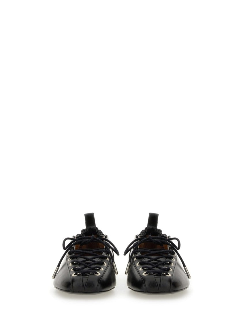 Ganni Lace-Up Ballet Flat