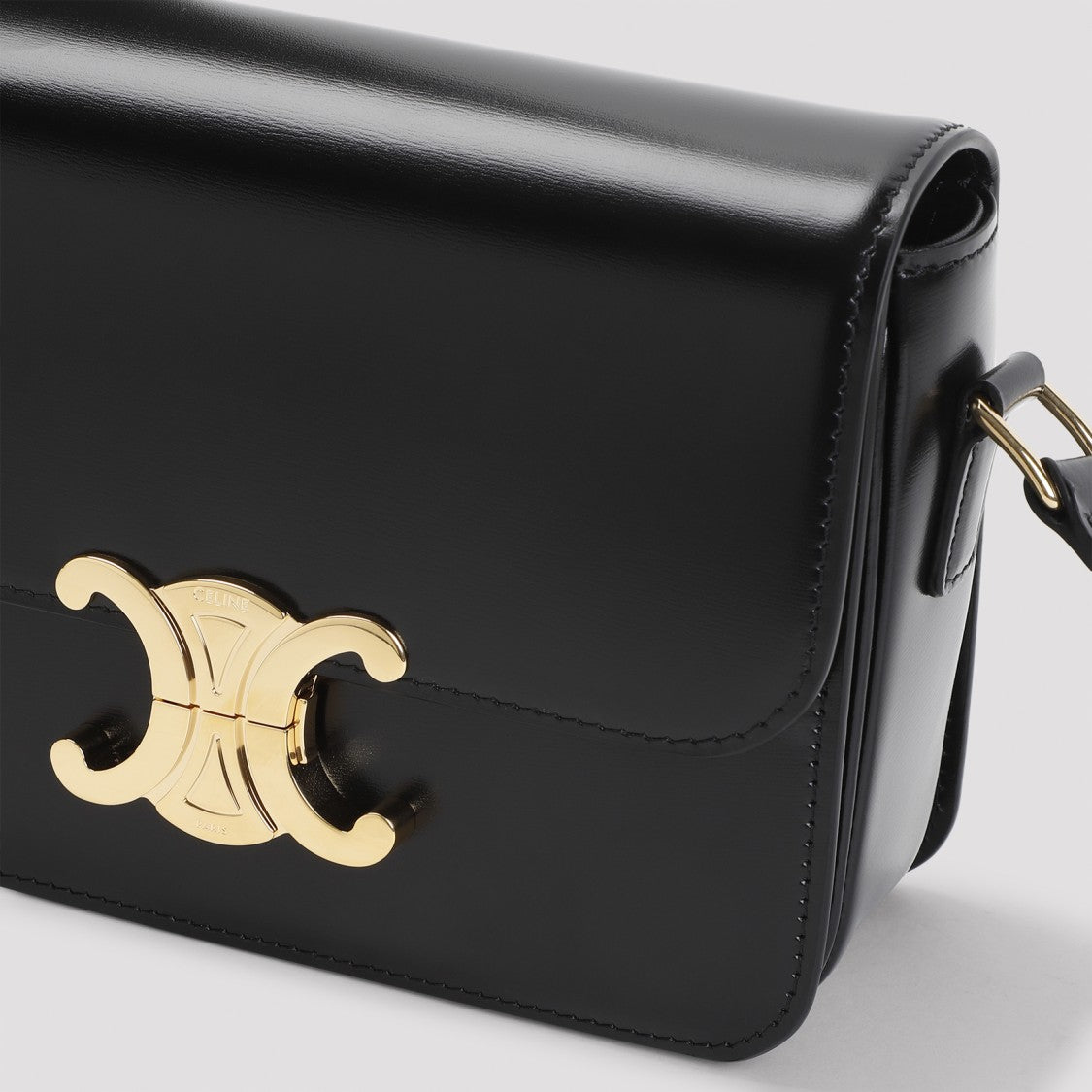Celine Teen Triomphe Black Calf Leather Shoulder Bag
