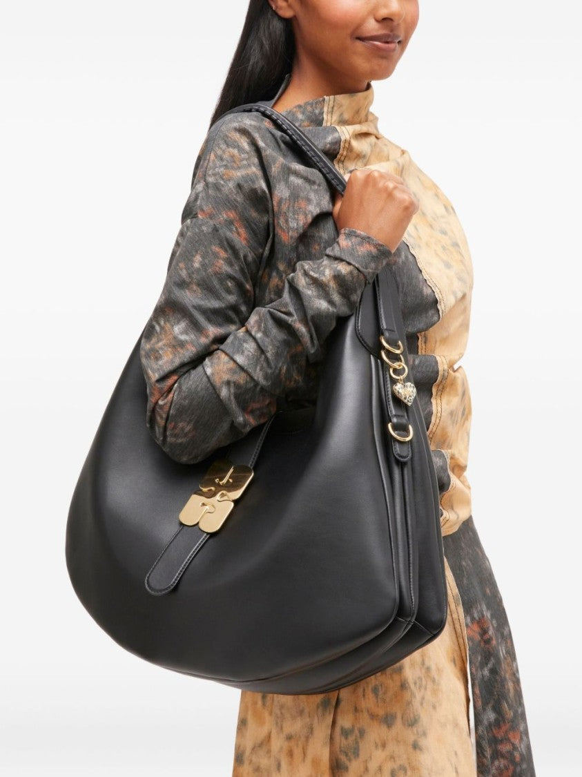 Ganni Curved Black Shoulder Bag