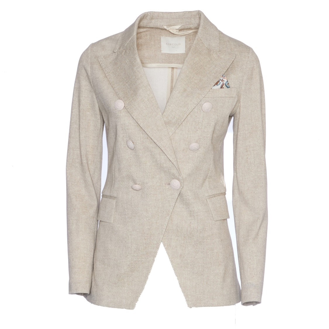 Circolo 1901 Stone Double-Breasted Blazer With Sailor-Style Buttons