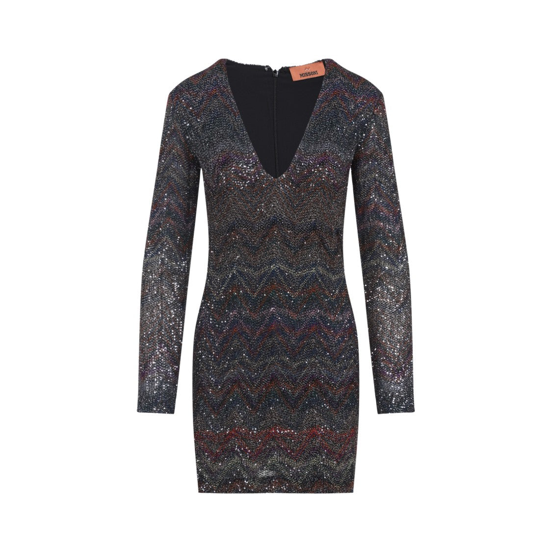 Missoni Fitted Mini Dress With Multicolored Zigzag
