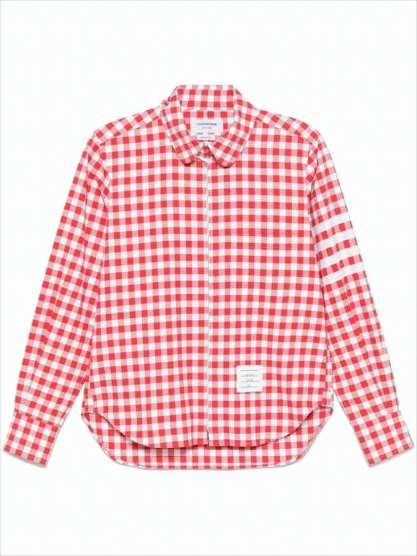 Thom Browne Gingham Check Long-Sleeve Cotton Shirt