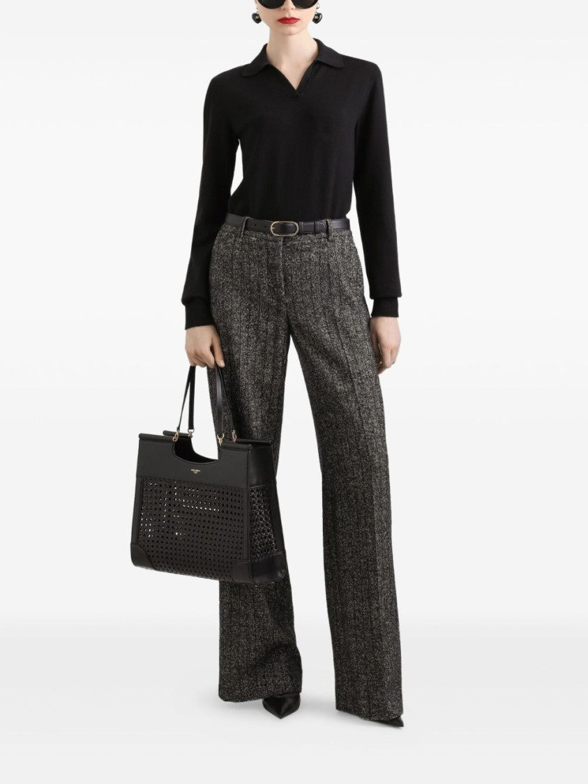 Dolce & Gabbana Tailored Gray Wide-Leg Trousers With Vertical Stripes