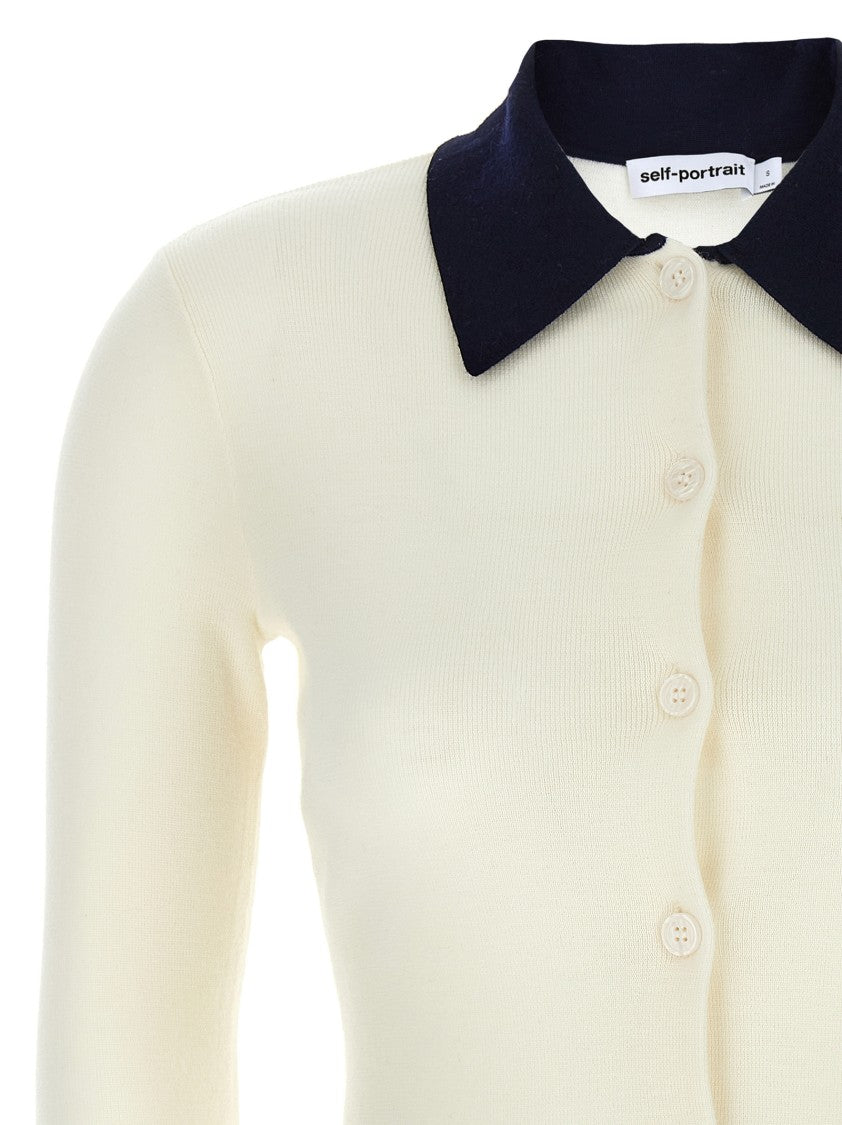 Self-Portrait Cream Merino Wool' Cardigan