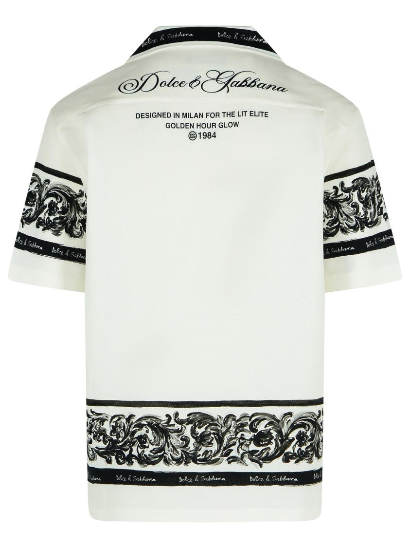 Dolce & Gabbana Intricate Baroque Print White Cotton Shirt