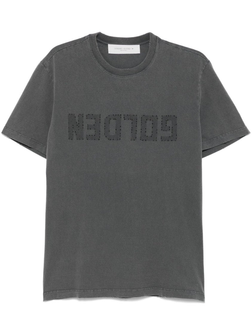 Golden Goose Distressed Grey Cotton T-Shirt