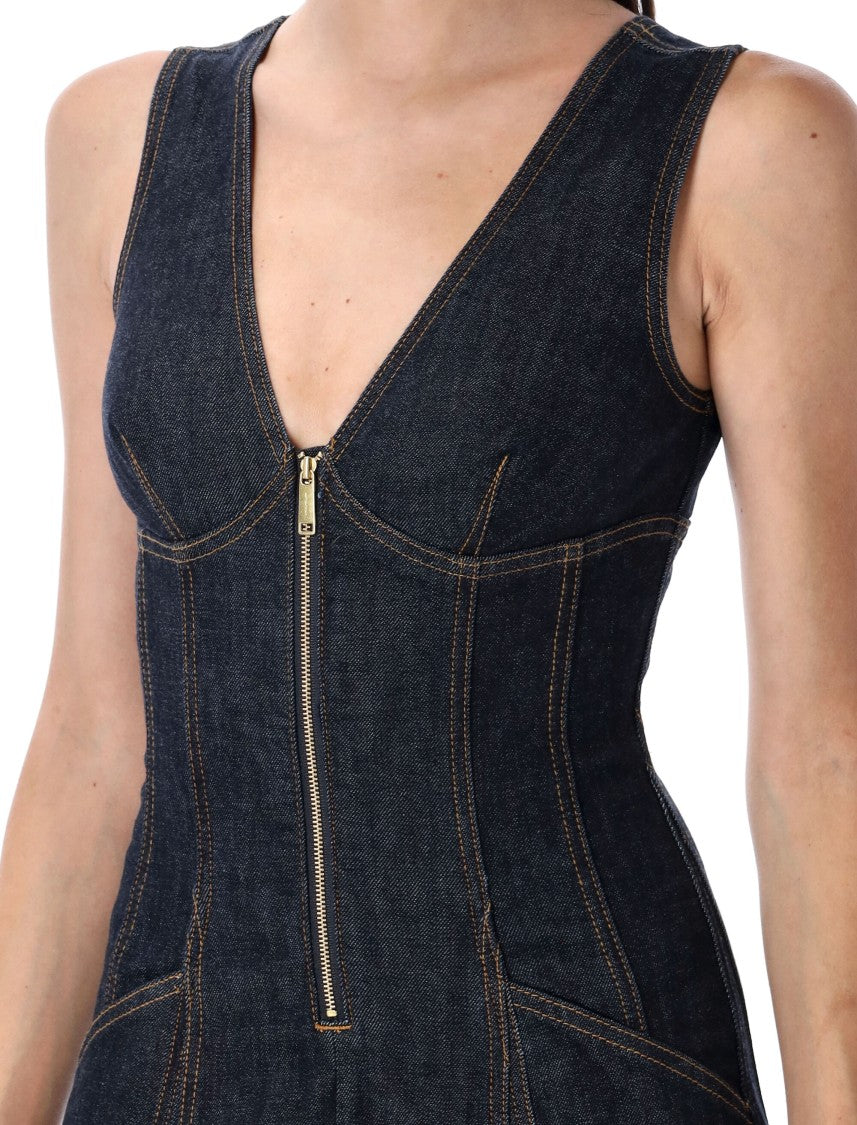 Self-Portrait Denim Long Dress
