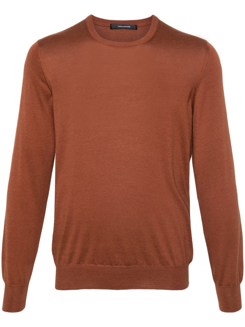 Tagliatore Round Neck Knit Sweater In Silk-Cotton Blend