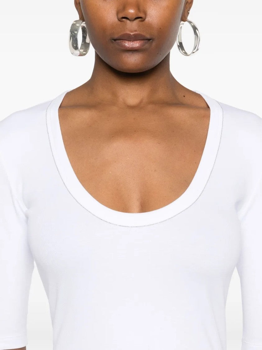 Fabiana Filippi Deep Scoop Neckline Jersey Top