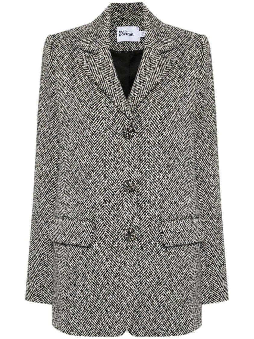Self-Portrait Herringbone Blazer
