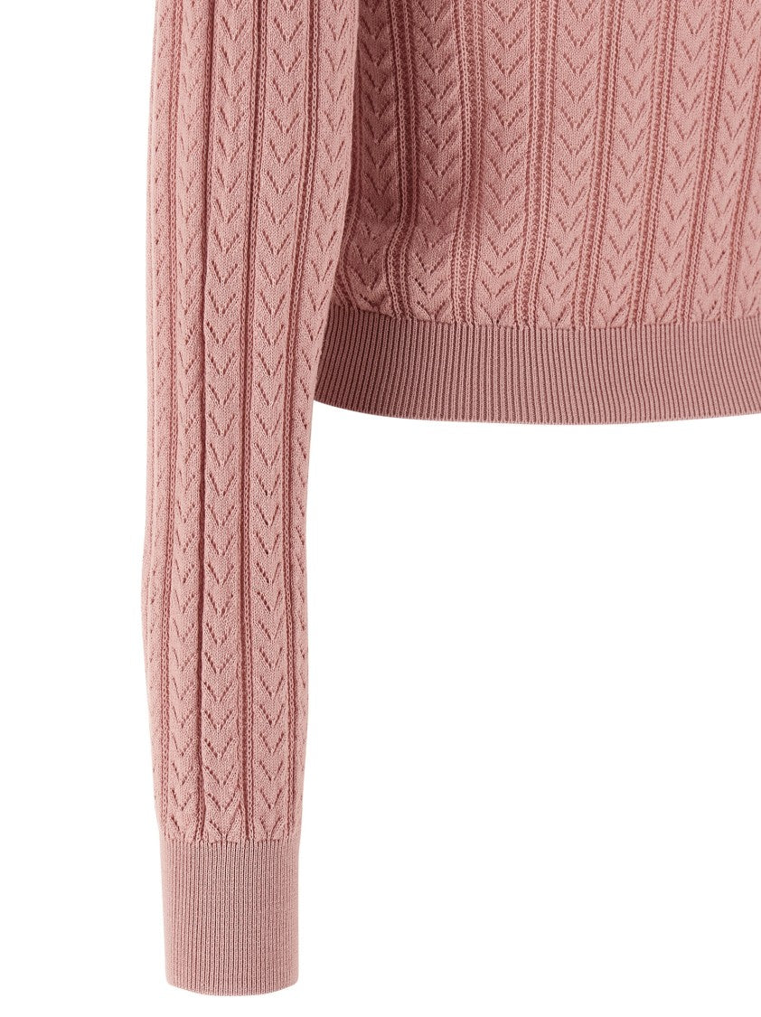 Alessandra Rich Openwork Cashmere Blend Knit Cardigan