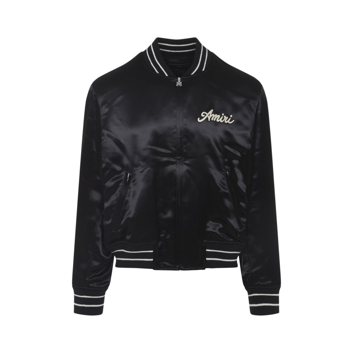 Amiri Black Bomber Jacket With Ribbed Details