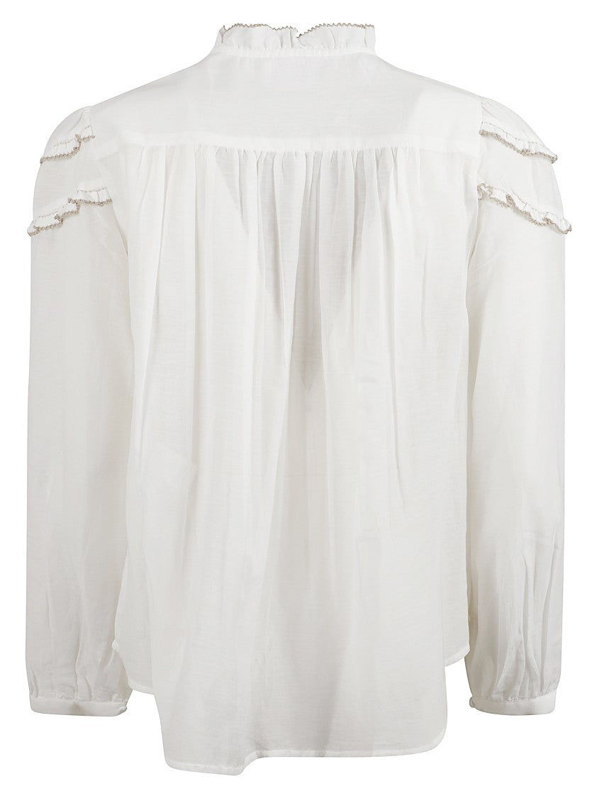 Isabel Marant Cotton Blend Ruffle Blouse