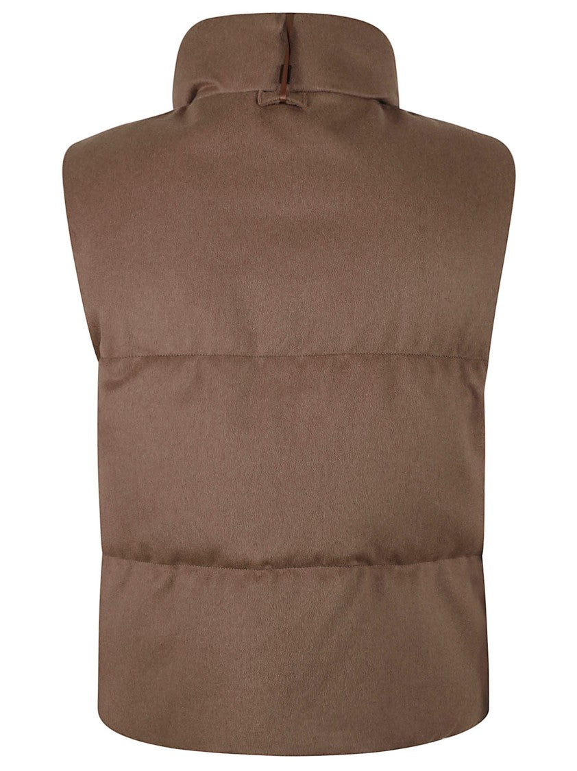 Max Mara Padded Brown Vest With High Collar
