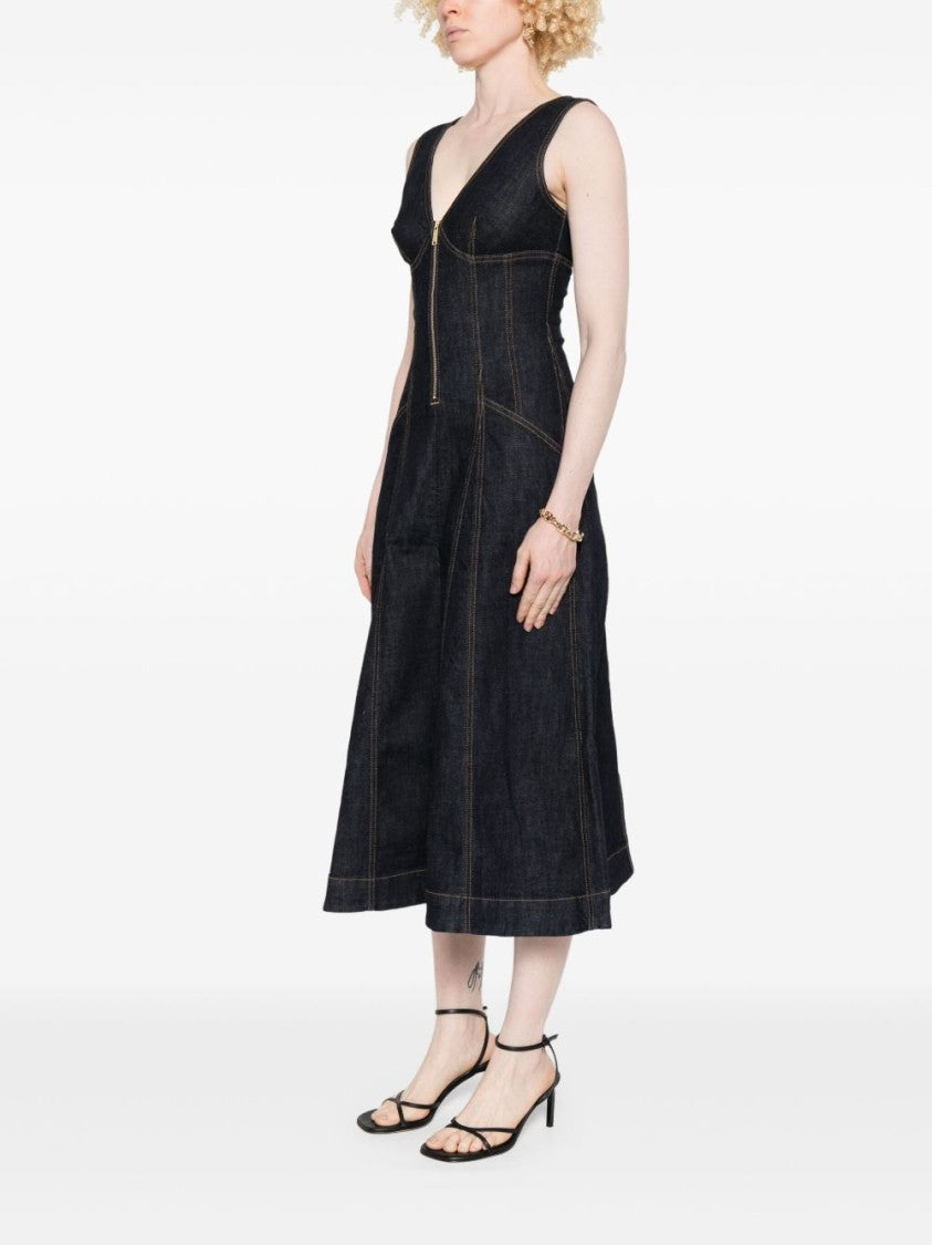 Self-Portrait Navy Blue Flared Dress