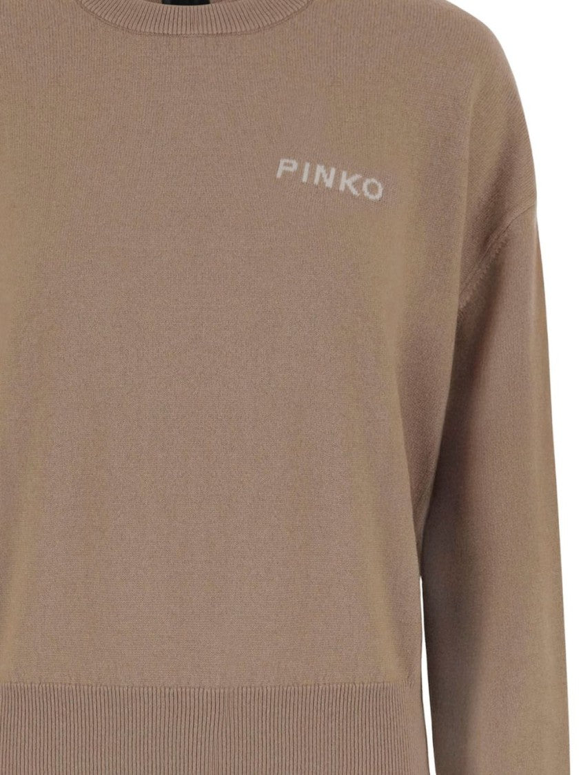 Pinko Crew Neck Knitwear Sweater With Logo Detail