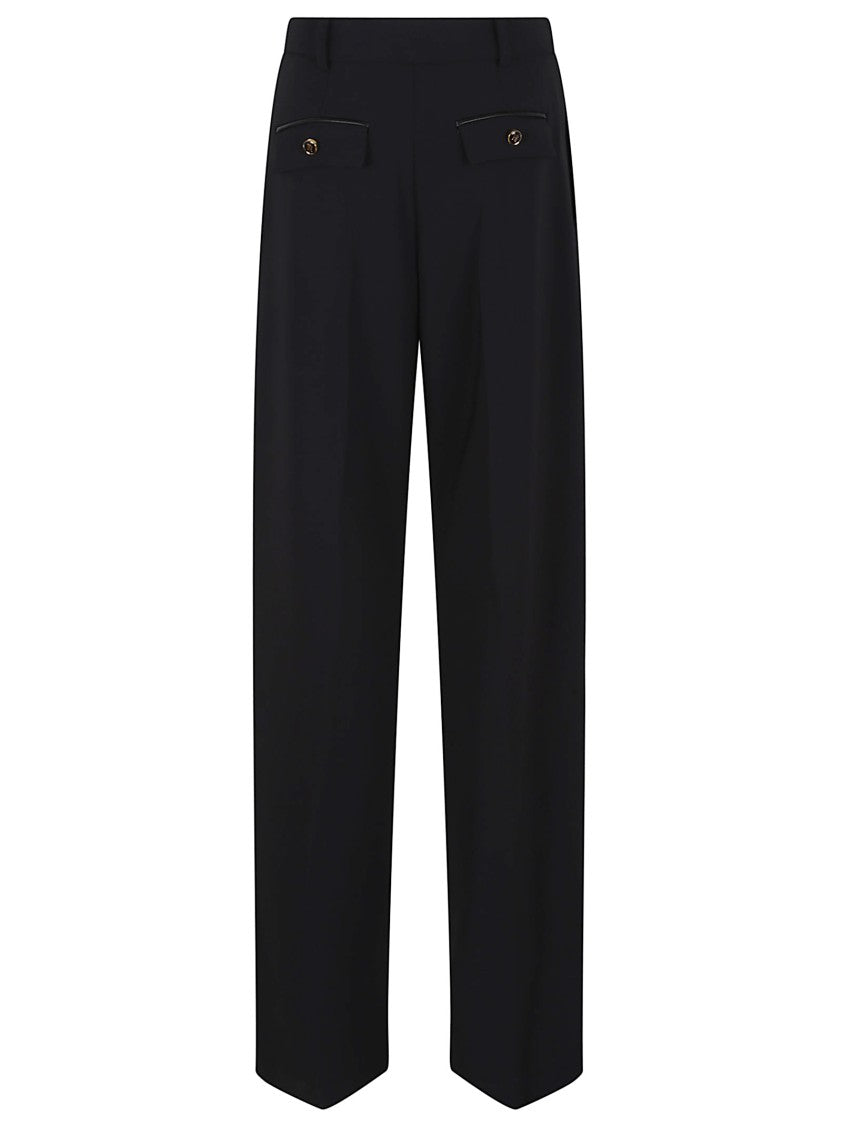 Elisabetta Franchi High Waist Black Trousers With Front Pleating And Dart Details