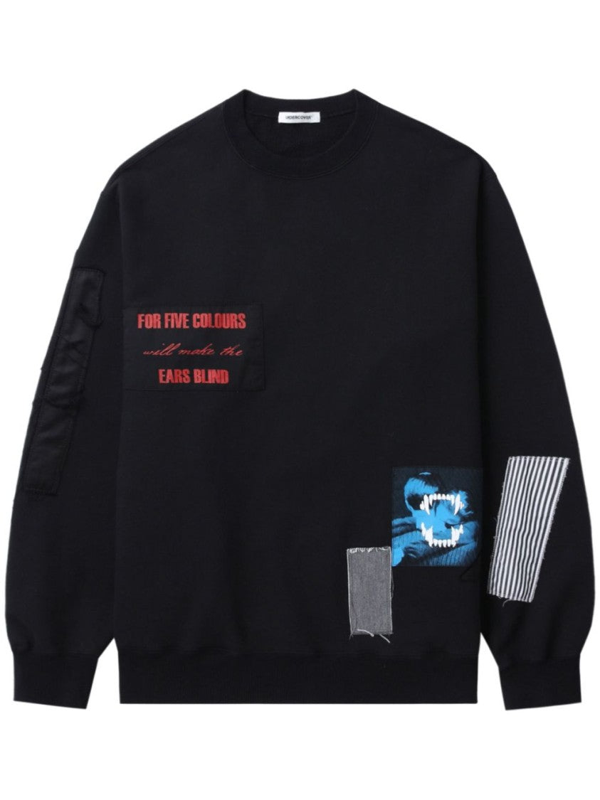 Undercover Artistic Black Printed Sweatshirt With Crew Neck Design