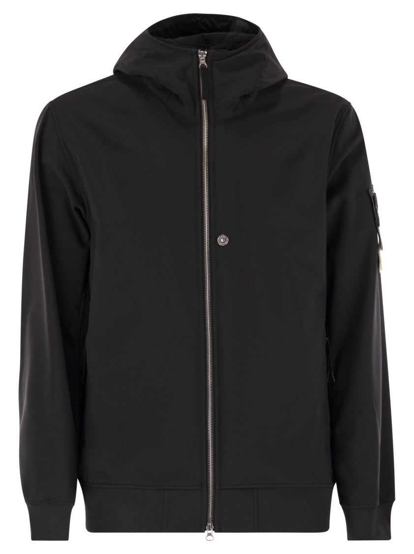 Stone Island Light Jacket With Hood And Weatherproof Membrane
