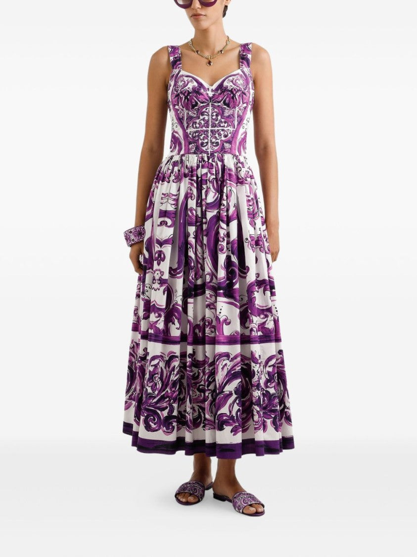 Dolce & Gabbana Baroque-Inspired Midi Dress With Sweetheart Neckline
