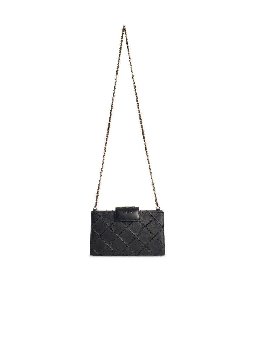 Tory Burch Black Leather Chain Wallet