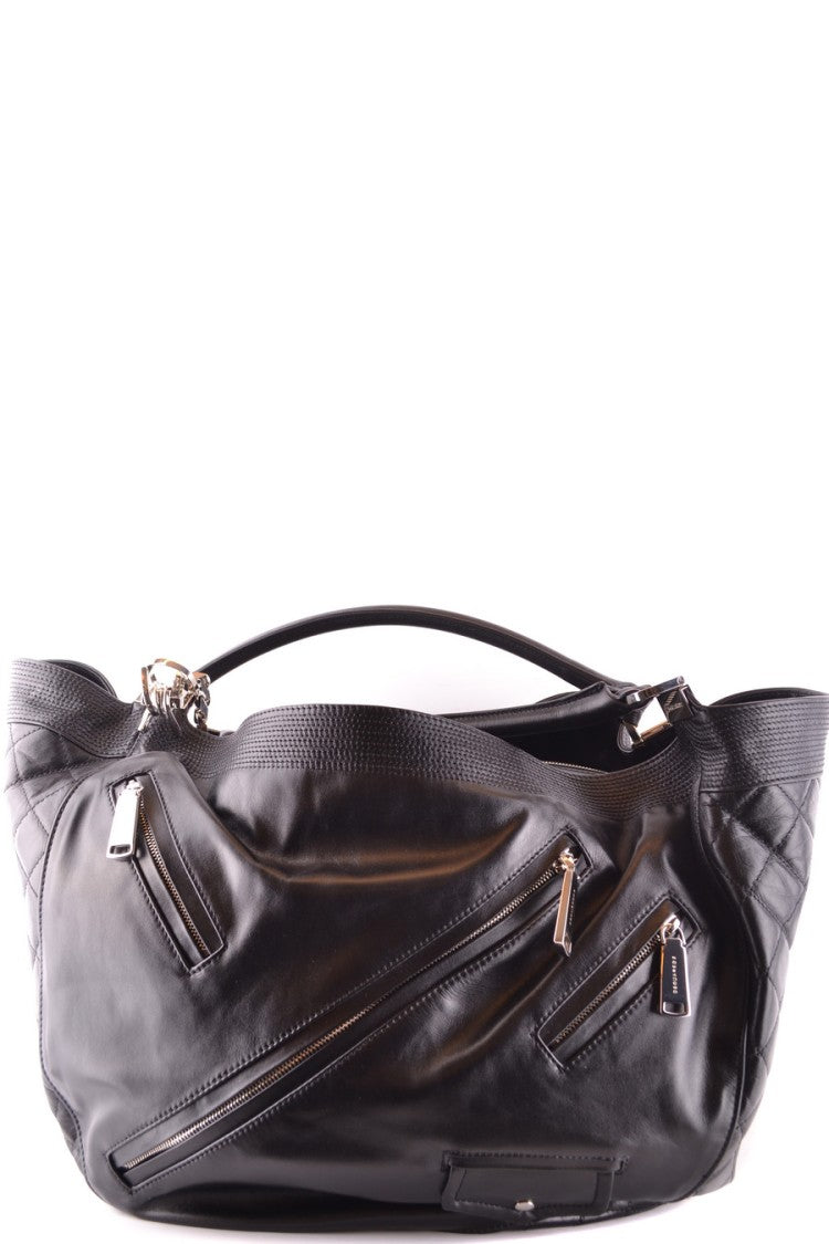 Dsquared2 Quilted Black Leather Shoulder Bag