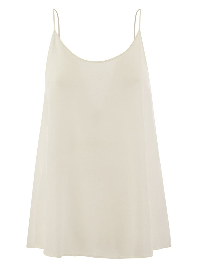 Antonelli Pure Silk Top With Loose Fit And U-Neckline