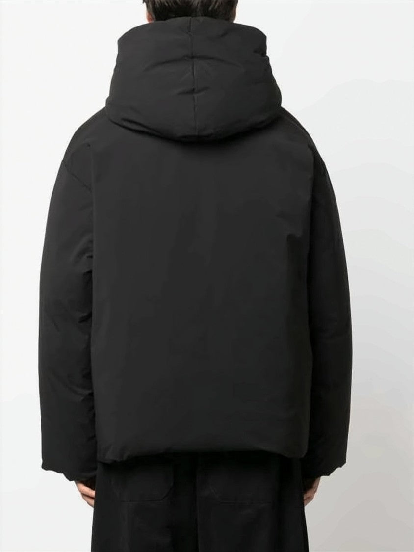 Oamc Boxy Black Padded Jacket With High Collar
